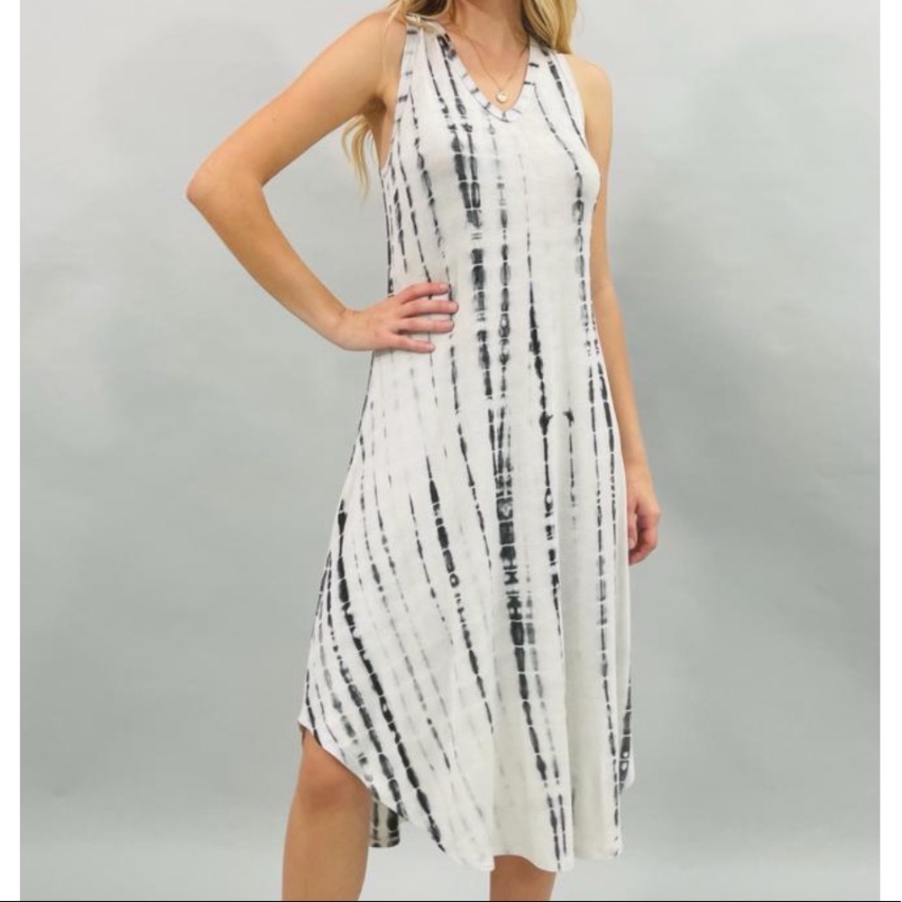 Renee C Black & White Tie Dye Tank Dress - Small